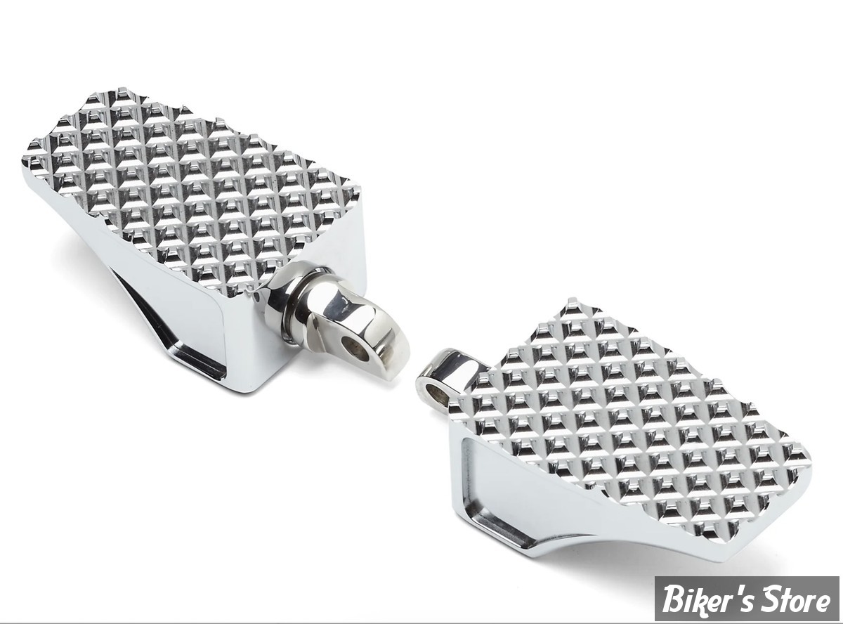 REPOSES PIEDS ARRIÈRE - L-A CHOPPERS - County Line Foot Pegs - FINITION : CHROME - LA-P100-02C