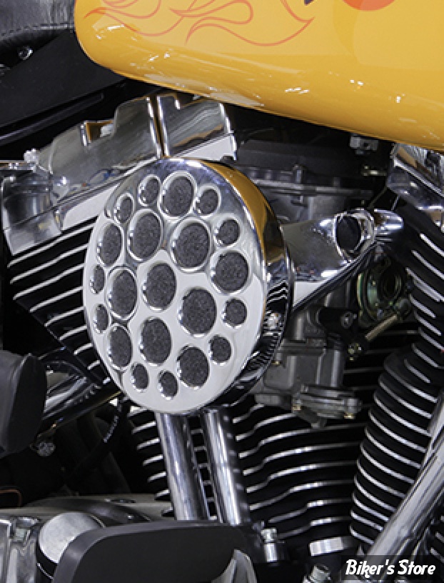 FILTRE A AIR -  WYATT GATLING - BIGTWIN 93/07 - ROND DRILLED- CHROME - COMPLET