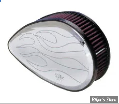 FILTRE A AIR - K&N - BIGTWIN 92/99 - Billet air cleaner assembly - TEARDROP / FLAMES - RK-3922