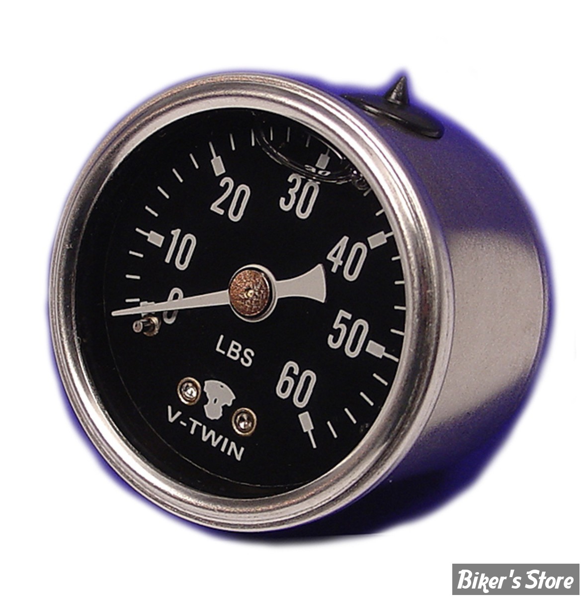 MANO DE PRESSION D HUILE - V-TWIN - 0 À 60 PSI - CORPS CHROME / FOND NOIR