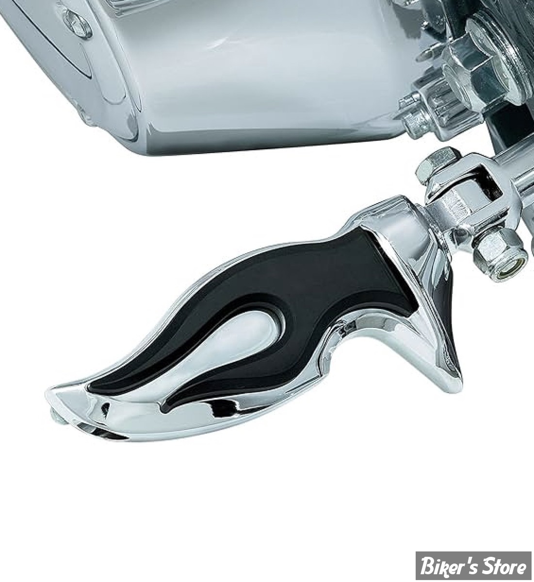 - KYN - FLAME CHROME - REPOSES PIEDS KURYAKYN - FLAME - EMPREINTE : MALE - FINITION : CHROME / CAOUTCHOUC NOIR - 4416