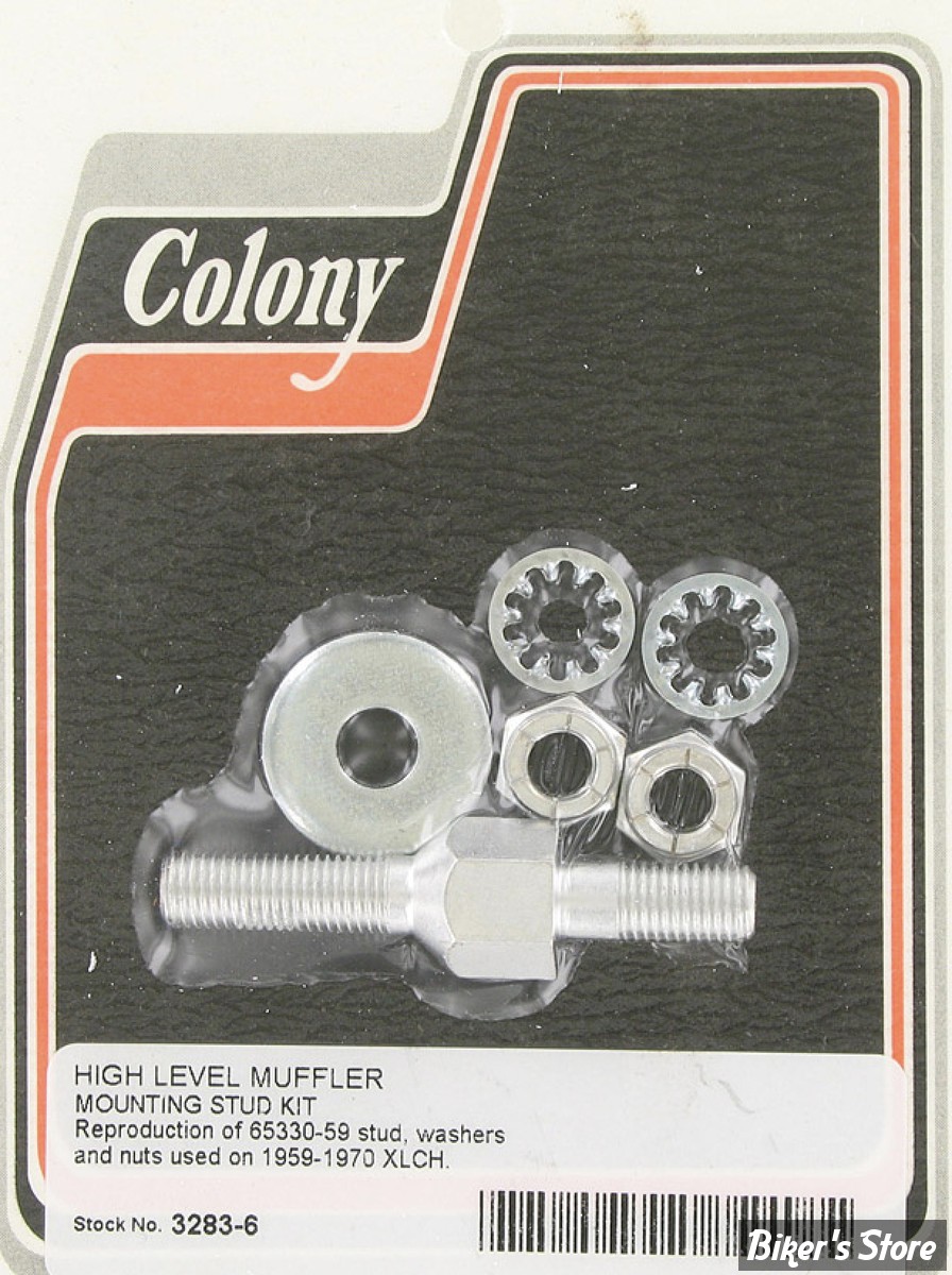 KIT DE GOUJONS DE MONTAGE DE SILENCIEUX HIGH LEVEL - SPORTSTER XLCH 1959-1970 - OEM 65330-59 - COLONY - 3283-6