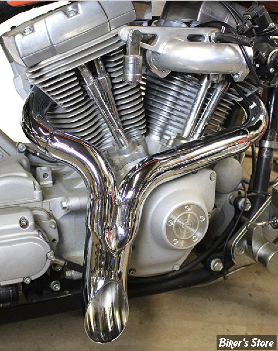 - ECHAPPEMENT - V-TWIN / Wyatt Gatling - "Y" Exhaust Pipe Header - SOFTAIL 07/17 - 30-0778 - CHROME