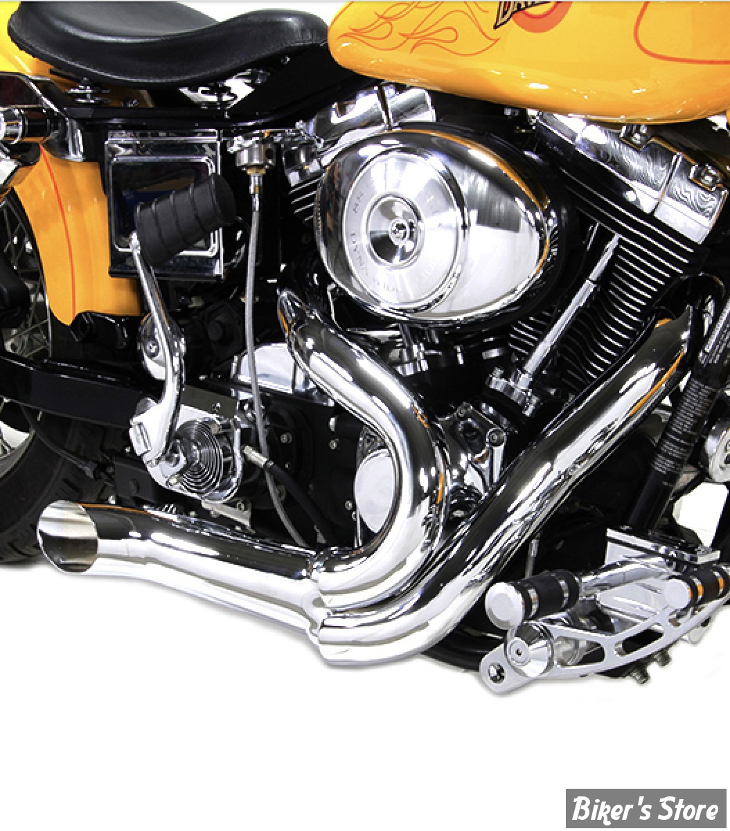 - ECHAPPEMENT - V-TWIN / Wyatt Gatling - 2 into 1 Exhaust Pipe Header Kit - SOFTAIL 86/11 - FXDWG 91/11 - FXR 86/94 - CHROME - 30-0768