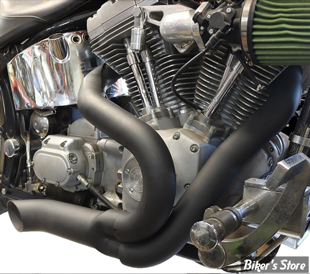 - ECHAPPEMENT - V-TWIN / Wyatt Gatling  - 2 into 1 Exhaust Pipe Header Kit - SOFTAIL  00/06 - 30-0836 - NOIR