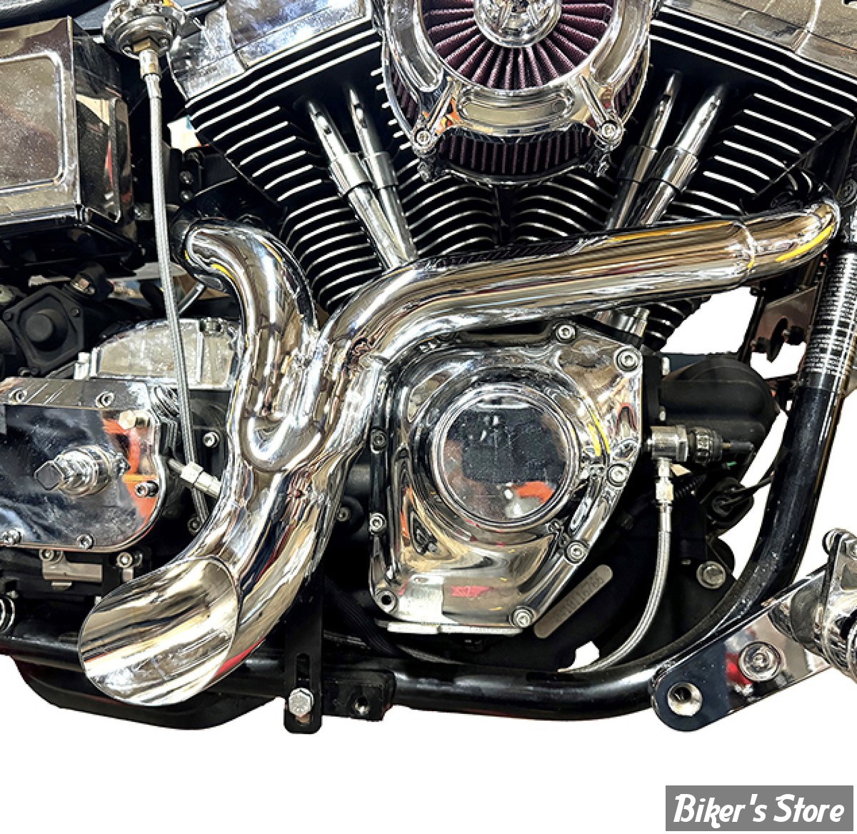 - ECHAPPEMENT - V-TWIN / Wyatt Gatling - FXD Ground Pounder EXHAUST - DYNA 1991/2005 - CHROME - 30-0855