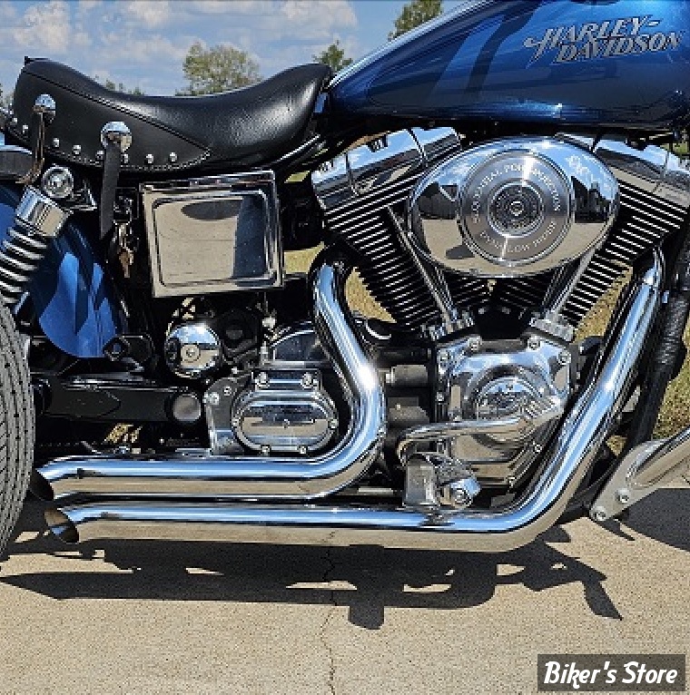 - ECHAPPEMENT - V-TWIN / WYATT GATLING -  DYNA 1995/2005 - DRAG PIPES 2"1/4 - Exhaust Drag Pipe Set Side Sweep - 30-0371 - CHROME