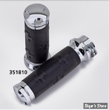 POIGNÉES - ZODIAC - TIRAGE PAR CÂBLES HD 82UP / 1" - TORNADO II - CAOURCHOUC NOIR - CROSS / CHROME