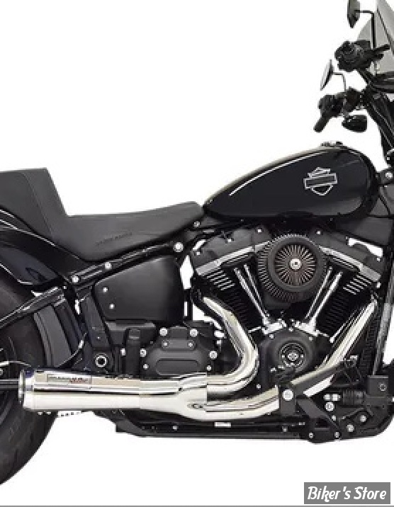 ECHAPPEMENT - BASSANI - SOFTAIL FXFB / FLFB / FXLR/S/ST / FLSL / FXST / FXBB - The Ripper Short Road Rage 2-into-1 Exhaust System - CHROME - 1S73