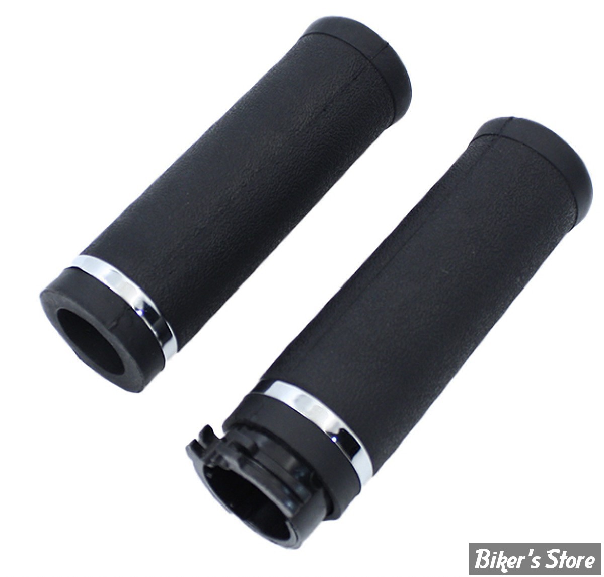 POIGNEES - V-TWIN Tedd Cycle / WYATT GATLING - CAOUTCHOUC - NOIR / CHROME