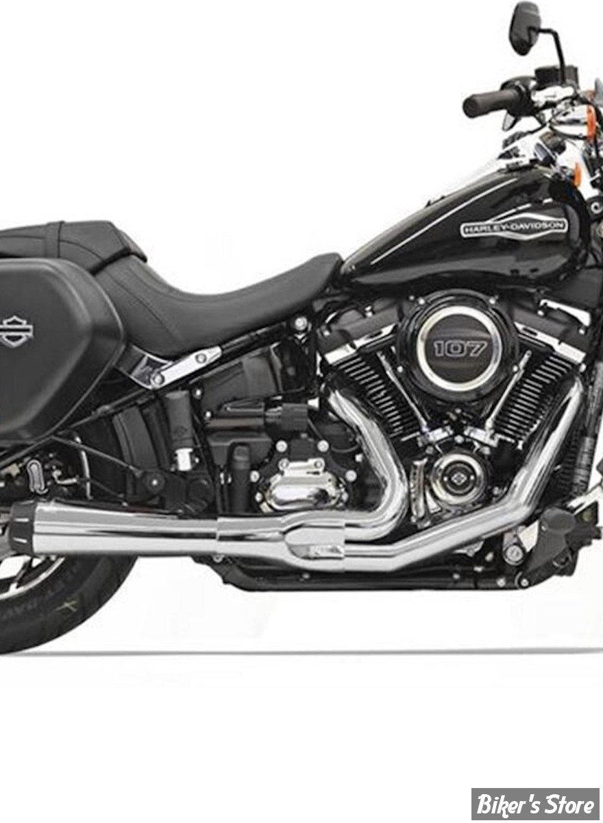 ECHAPPEMENT - BASSANI - SOFTAIL FXLRS/T / FLSB 18UP - 2-into-1 Road Rage Exhaust System - MODÈLE COURT 15 1/2" - CHROME - 1S81R