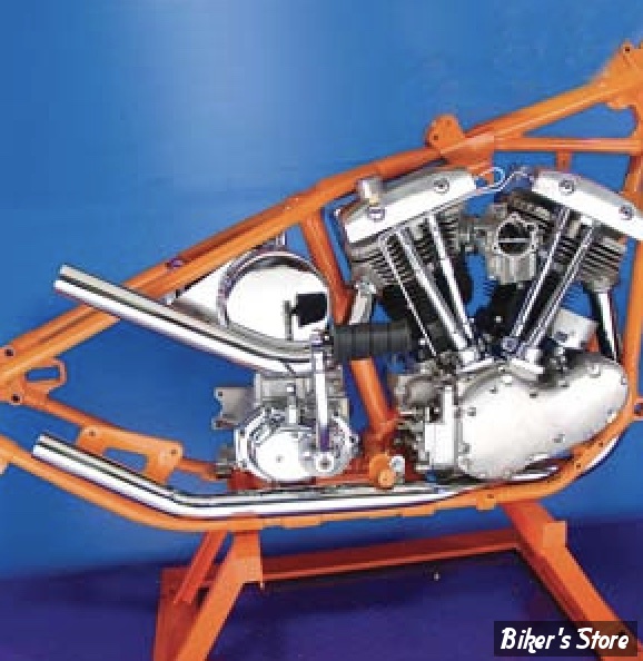 ECLATE WL - PIECE N° 01 - COLLECTEUR - KNUCKLEHEAD 36-47 - OVER THE TRANSMISSION - UPSWEPT HEAD PIPES / S-PIPE- PAUGHCO - CHROME - 714B1