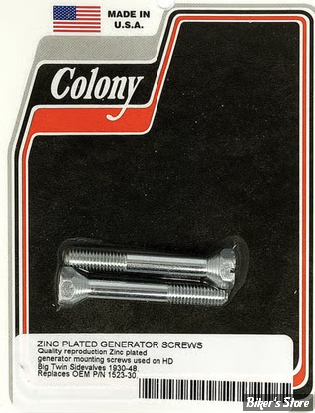 ECLATE N - PIECE N° 08 / 12 - KIT DE VISSERIE DE GENERATRICE FILETAGE: 1/4”-24- OEM 30011-30 / 1523-30 - COLONY - OEM STYLE - ZINC - 9109-2-Z