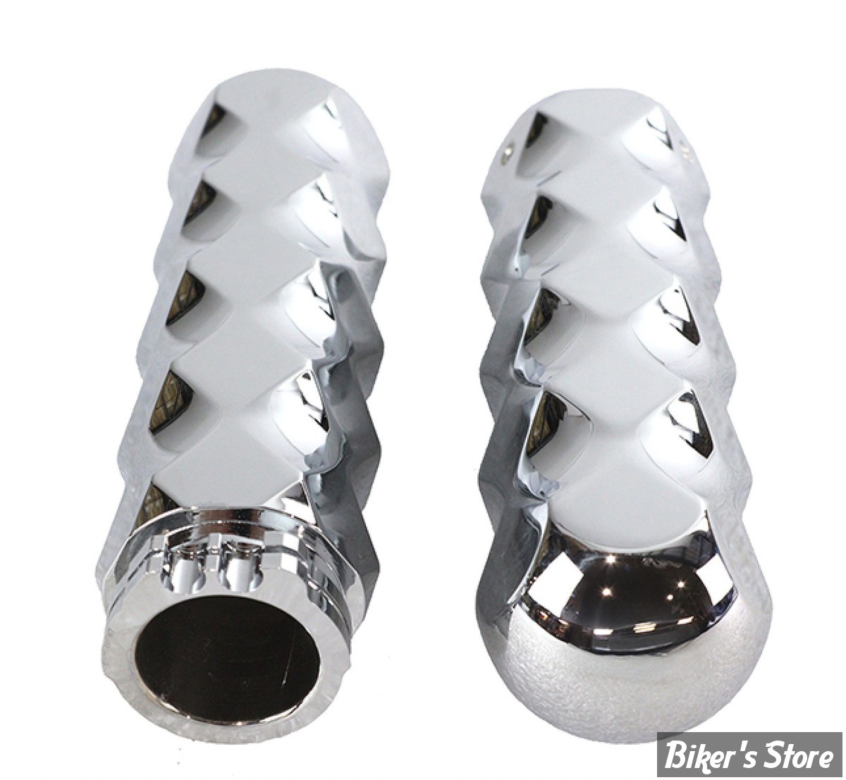 POIGNEES - V-TWIN Tedd Cycle - Billet Faceted Style Grip Set - CHROME
