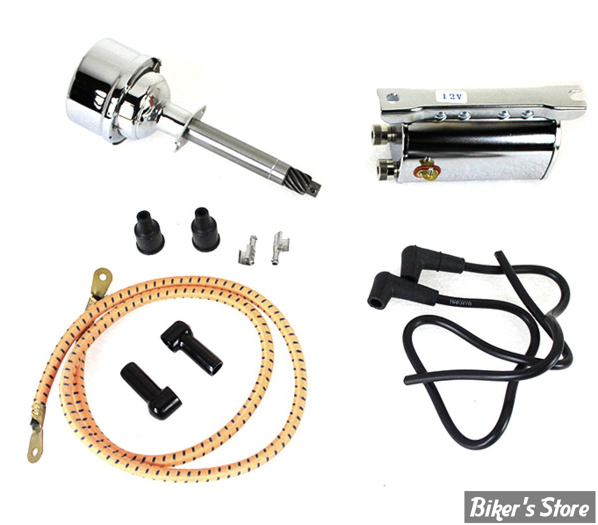 ECLATE R - PIECE N° 00D - KIT DISTRIBUTEUR AVEC BOBINE - 12V - BIGTWIN 1948/1960 - OEM 31604-48 / 32502-66A - 12 Volt Distributor and Coil Kit - CHROME
