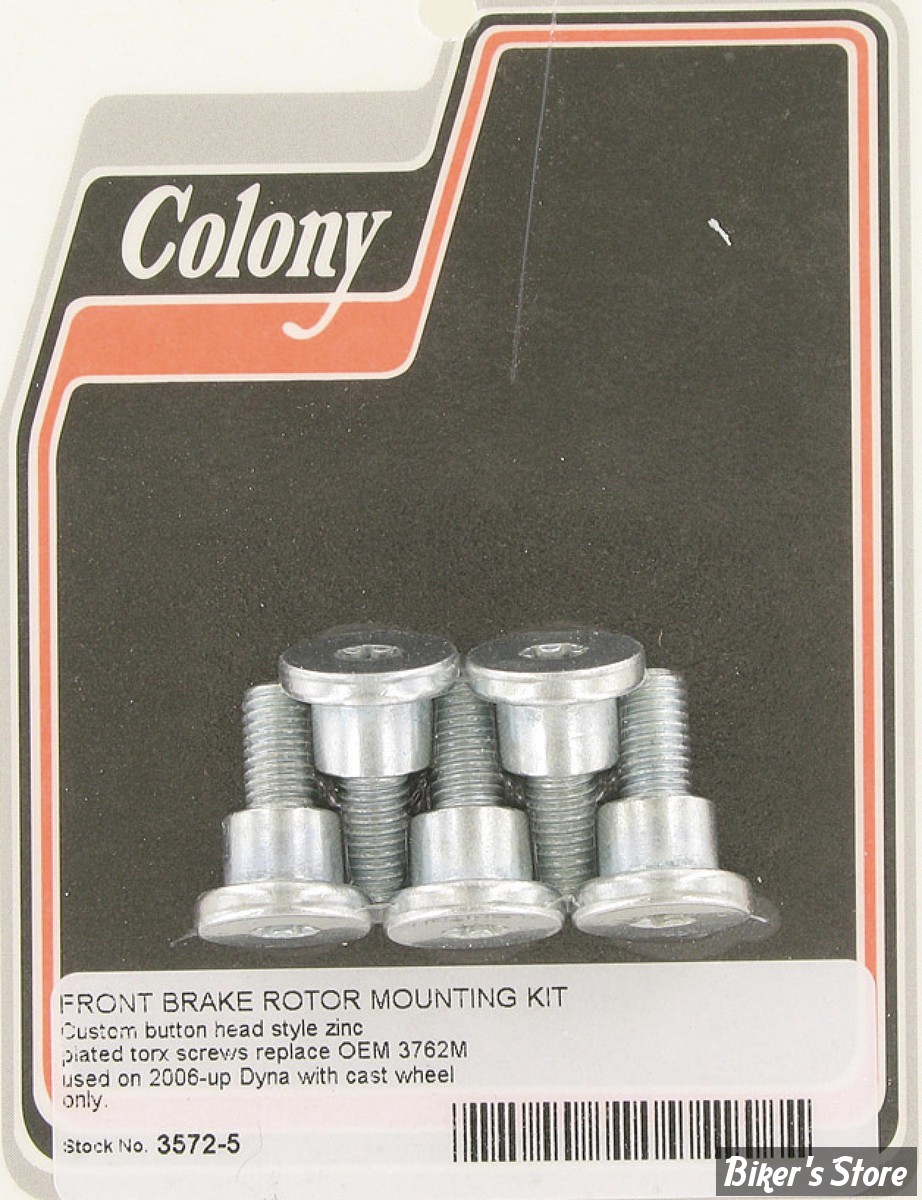 ECLATE DF - PIECE N° 02A - KIT VISSERIE DE DISQUE AVANT (JANTE MOULEE) - OEM 3762M - TORX - ZINGUÉ - 3572-5