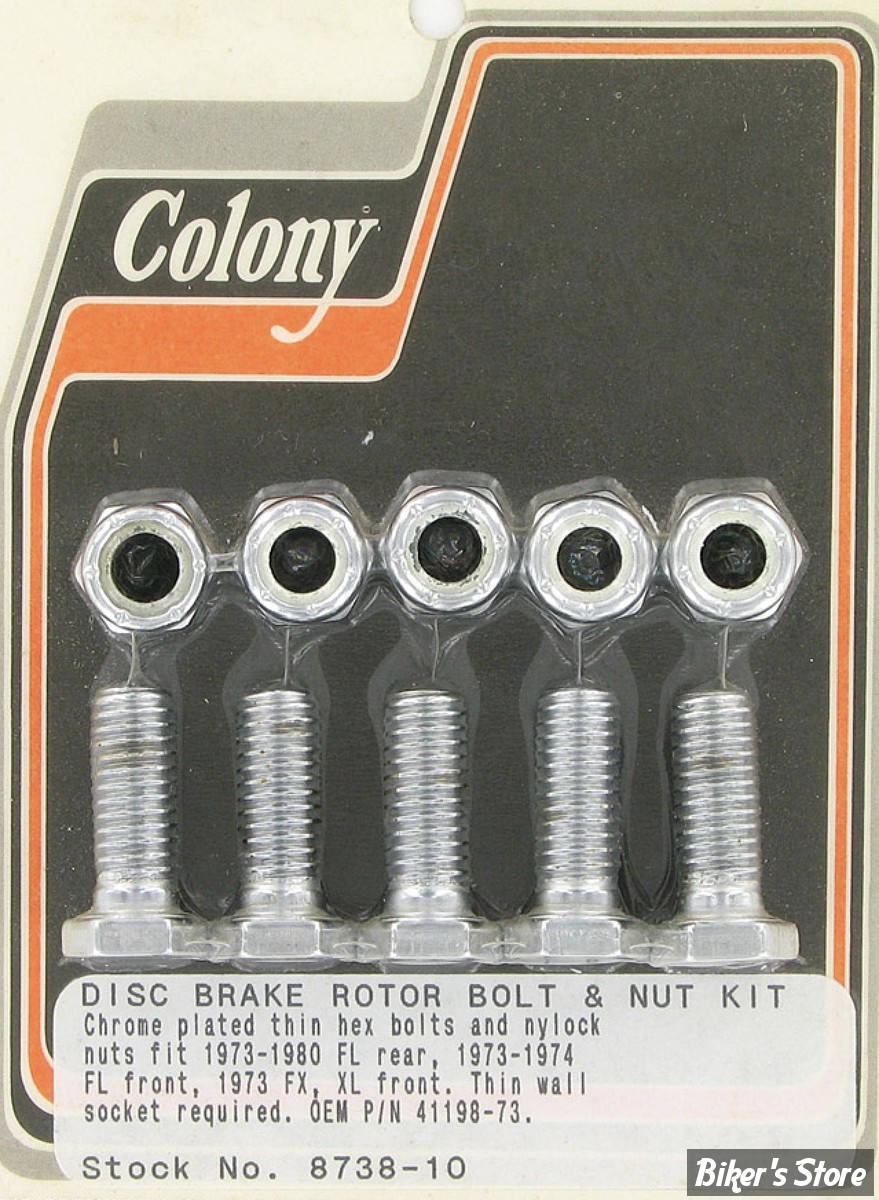 ECLATE DF - PIECE N° 03 - KIT VISSERIE DE DISQUE AVANT / ARRIERE (JANTE A RAYONS) - OEM 41198-73 - TETE HEXAGO - CHROME - 8738-10