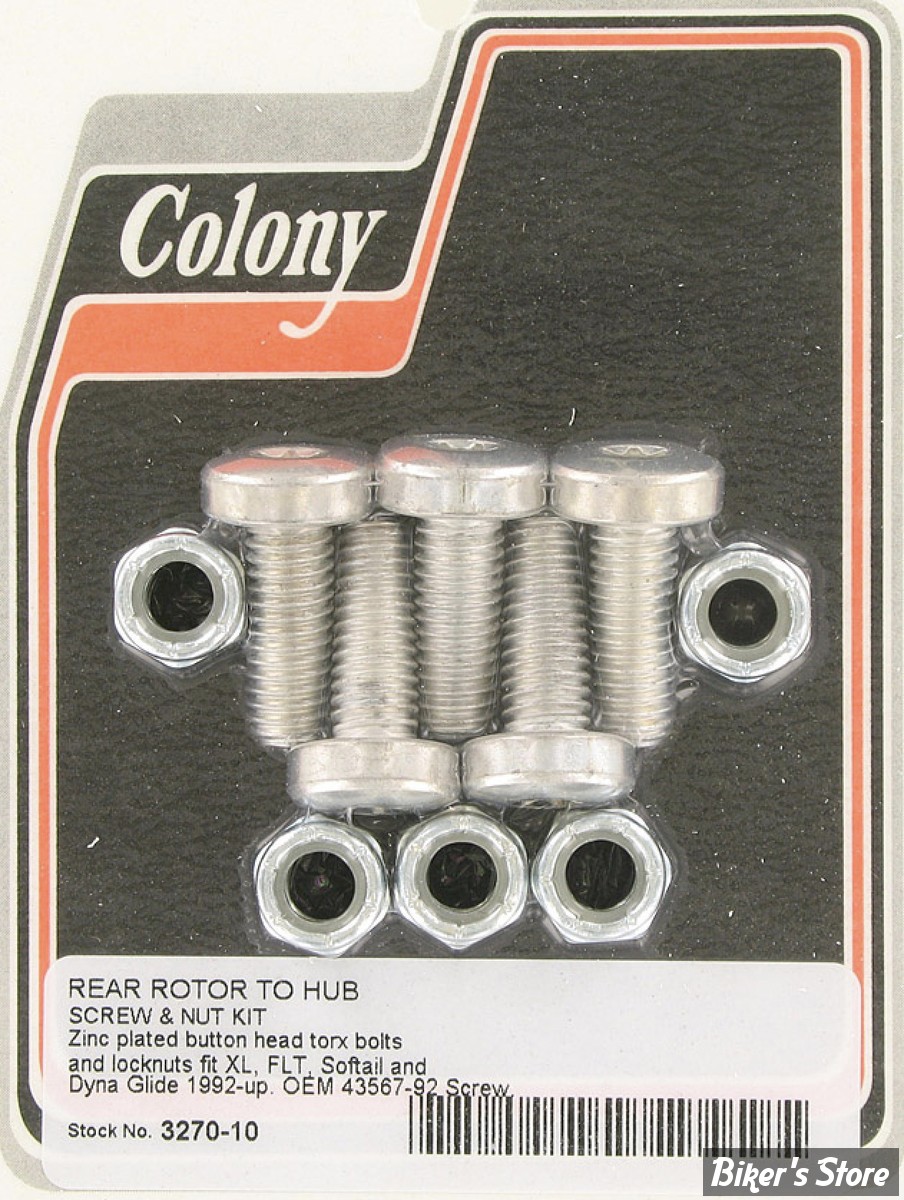 ECLATE DF - PIECE N° 03 - KIT VISSERIE DE DISQUE ARRIERE (JANTE A RAYONS) - OEM 43567-92 / 7778 - BOMBEE / TORX - ZINC - 3270-10