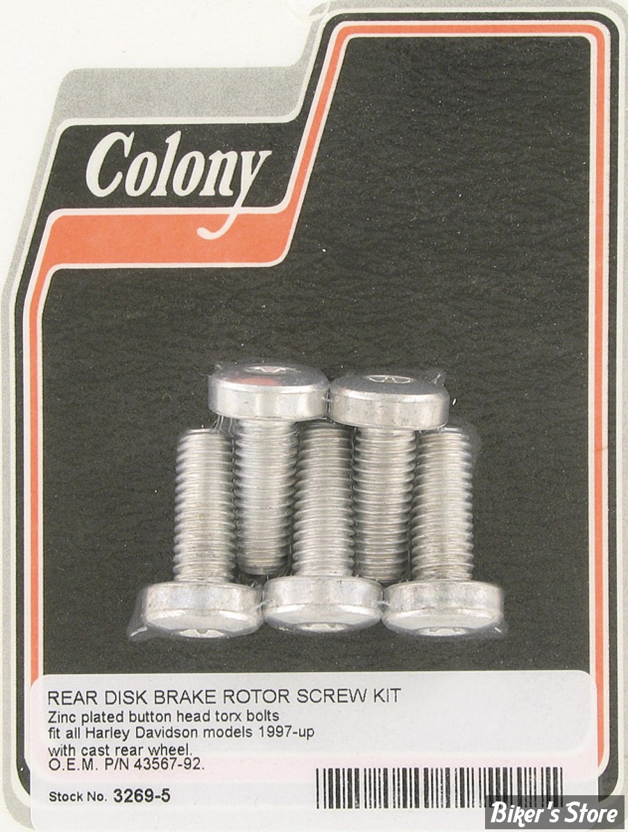 ECLATE DF - PIECE N° 02 - KIT VISSERIE DE DISQUE AVANT / ARRIERE  (JANTE MOULEE) - OEM 43562-92 - TORX - ZINC - 3269-5