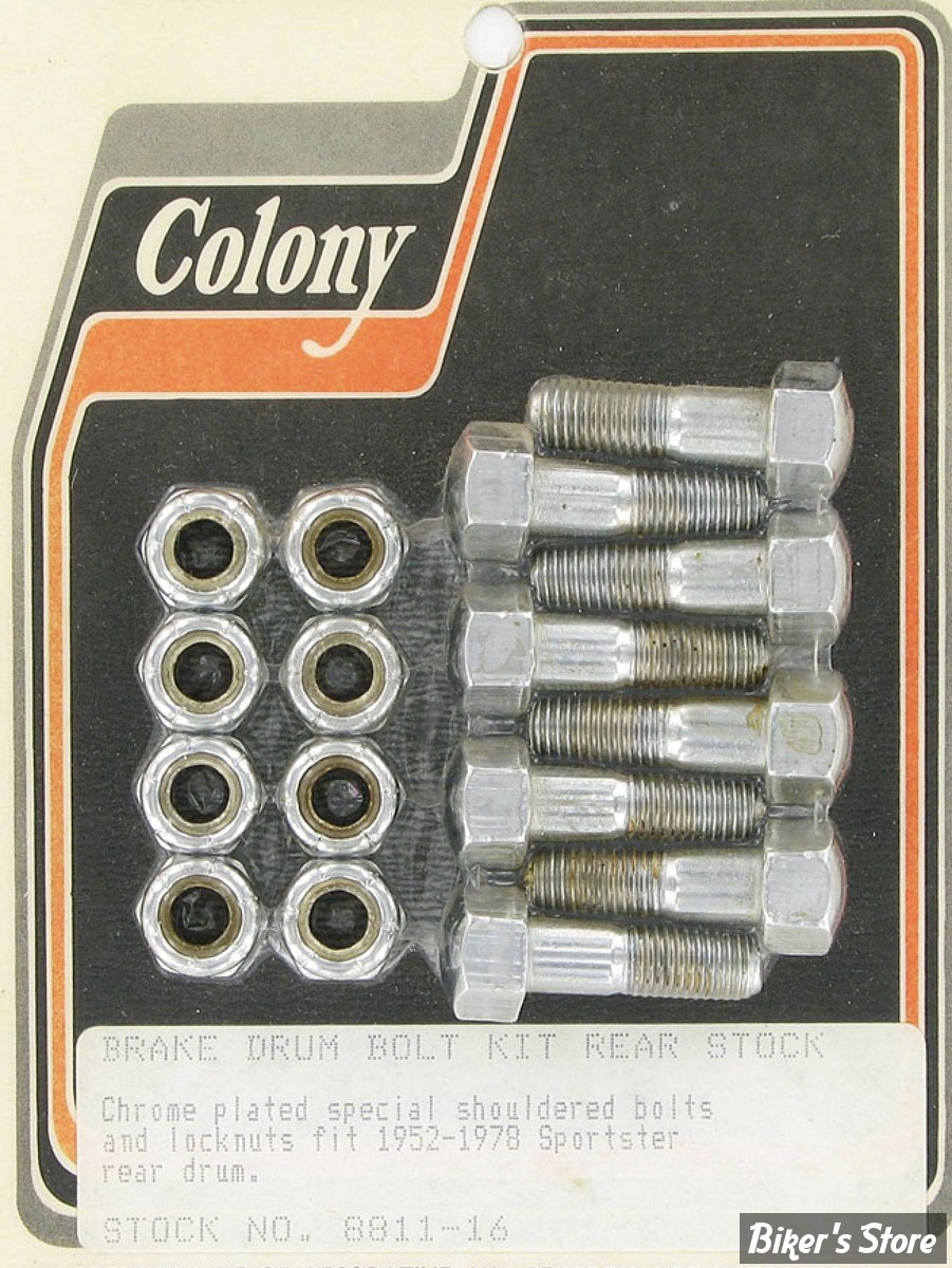 ECLATE H - PIECE N° 30 / 31 - KIT DE VISSERIE - TAMBOUR DE FREIN  SPORTSTER 52/78 - OEM 7725 / 3970B - CHROME - 8811-16