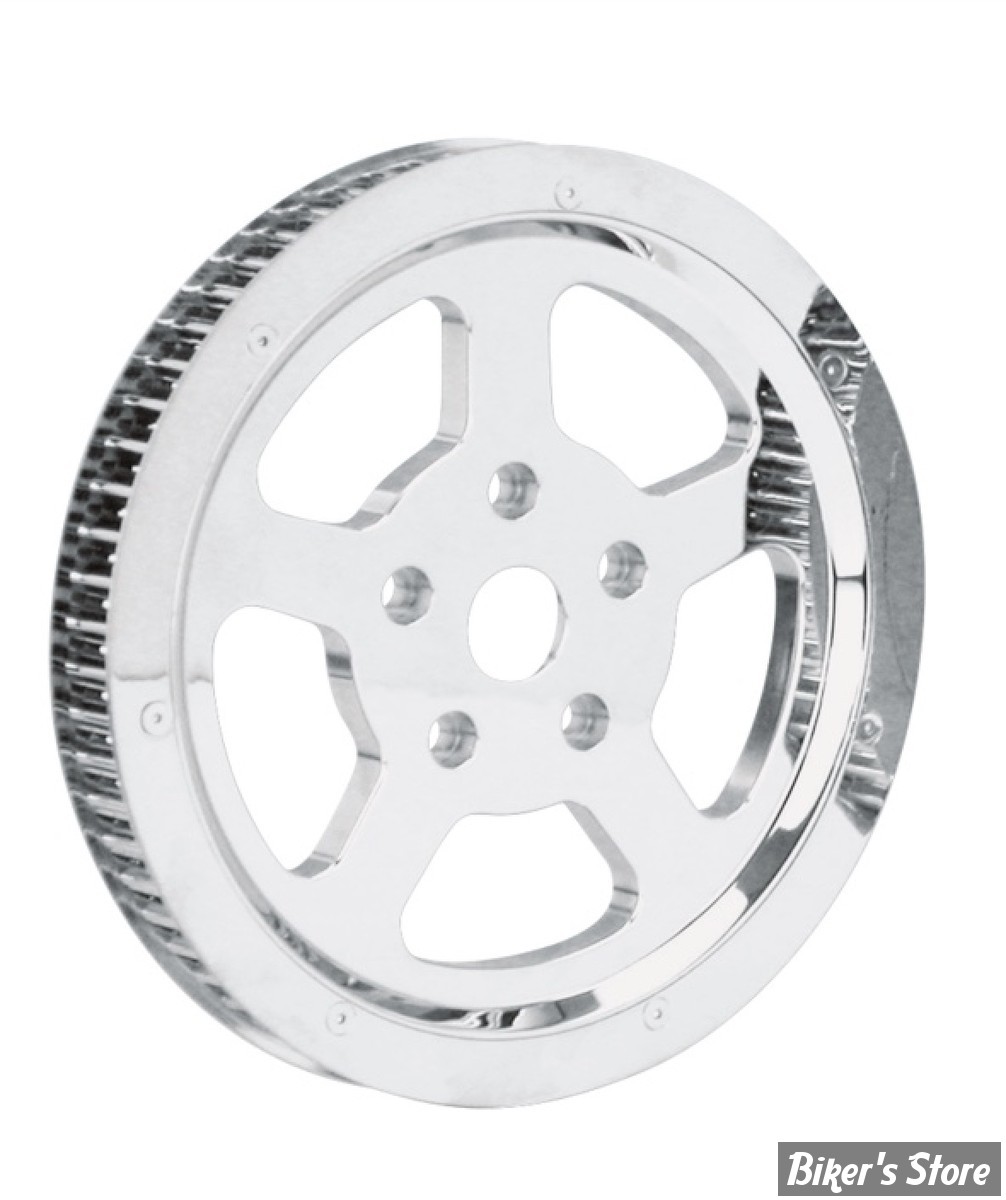 65 DENTS / 1 1/8" - POULIE ARRIÈRE - CUSTOM TYPE - BIGTWIN 84/99 - ZODIAC - CHROME