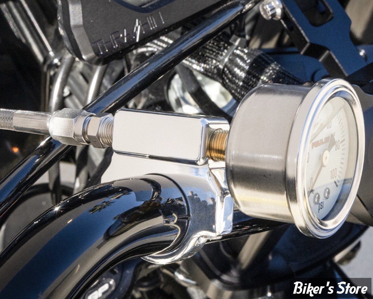 - SUPPORT DE MANOMÈTRE D'HUILE POUR GUIDON DE : 1" / 25,40 MM - FEULING - CHROME - 9051