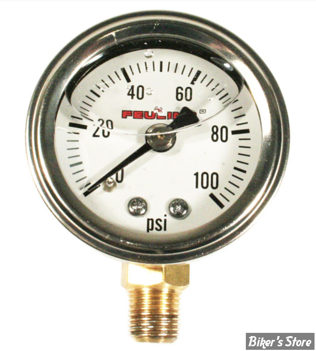 MANO DE PRESSION D'HUILE - FEULING - CORPS : CHROME / FOND : BLANC - EMBOUT : LAITON BAS - 1" 1/2 - 1/8" NPT - 9040