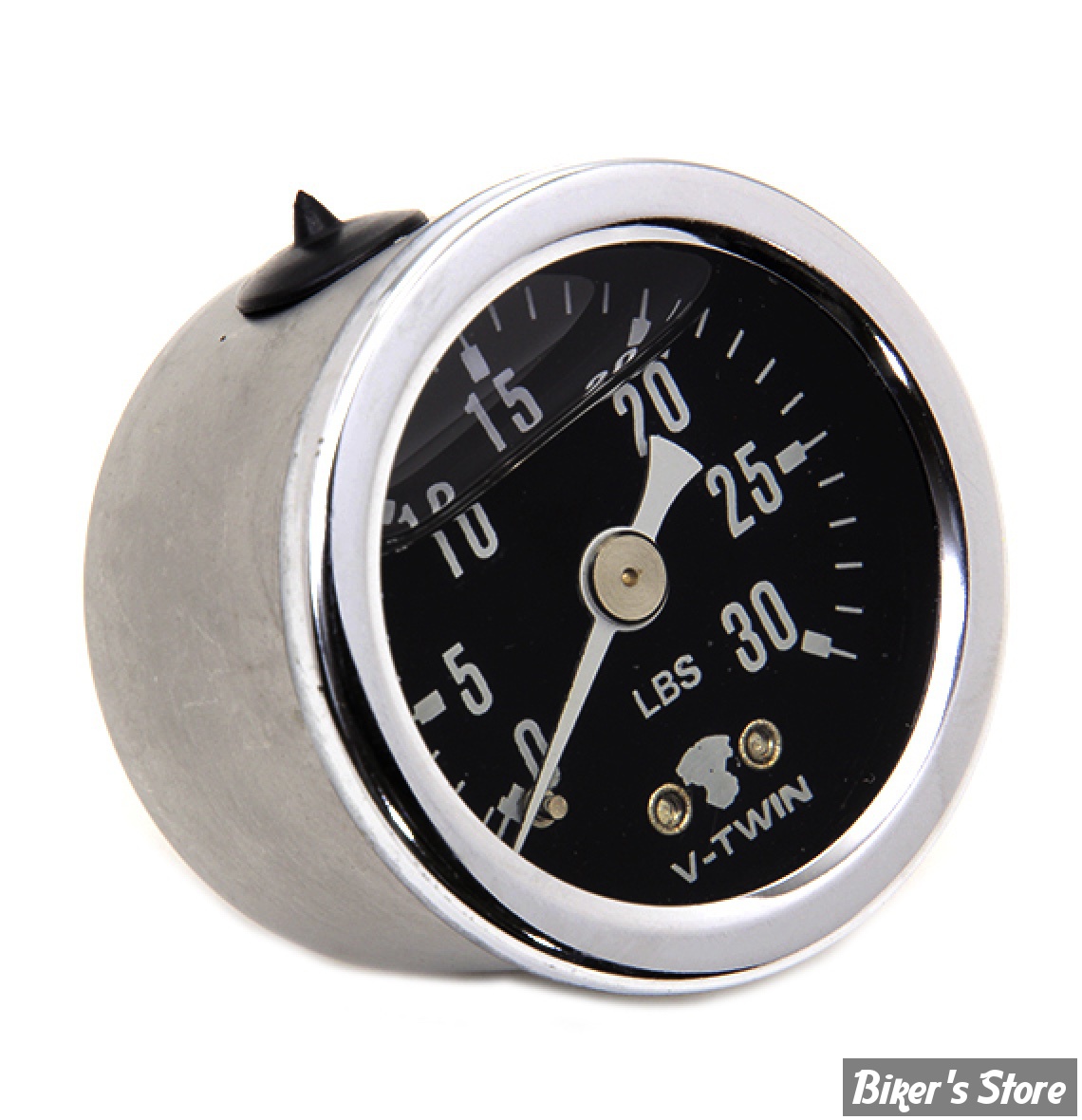 MANO DE PRESSION D'HUILE -  30 PSI - V-TWIN - 0 à 30 PSI - CORPS CHROME / FOND NOIR