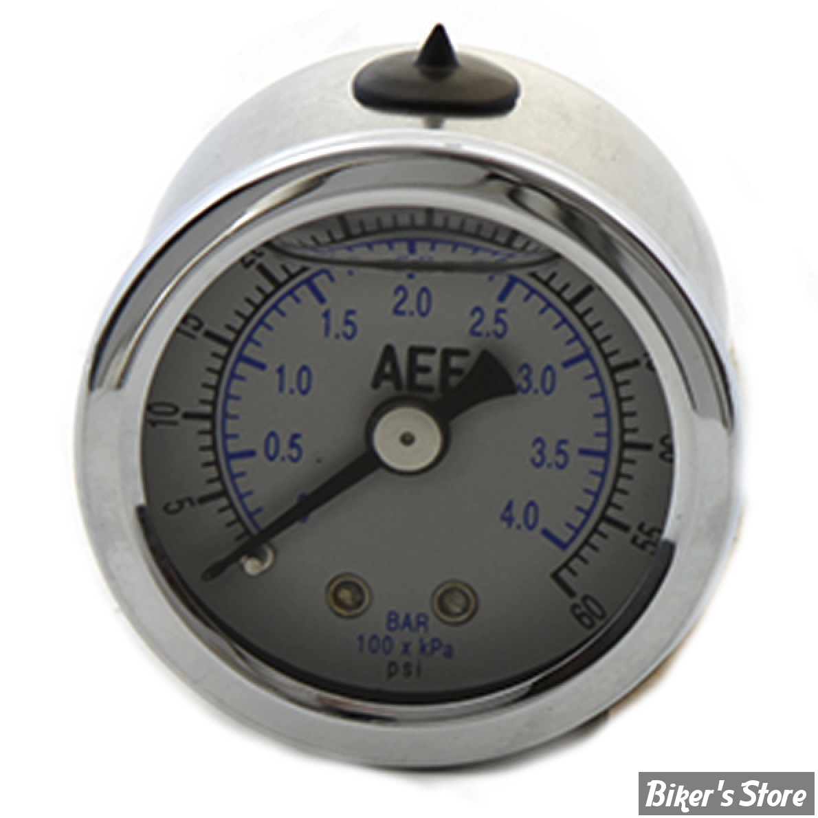 MANO DE PRESSION D'HUILE -  60 PSI - V-TWIN - 0 À 60 PSI - AEE - CORPS : CHROME / FACE : BLANC