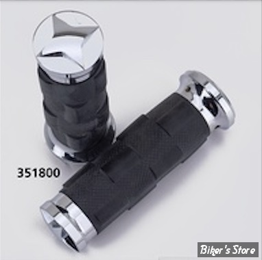 POIGNÉES - ZODIAC - TIRAGE PAR CÂBLES HD 82UP / 1" - TORNADO II - CAOURCHOUC NOIR - STAR / CHROME