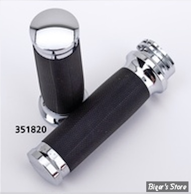 POIGNÉES - ZODIAC - TIRAGE PAR CÂBLES HD 82UP / 1" - TORNADO II - CAOURCHOUC NOIR - LISSE / CHROME