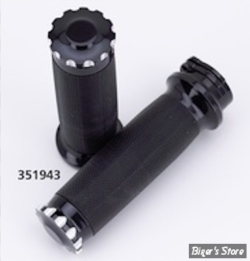 POIGNÉES - ZODIAC - TIRAGE PAR CÂBLES HD 82UP / 1" - TORNADO II - TURBO / NOIR - CAOURCHOUC NOIR