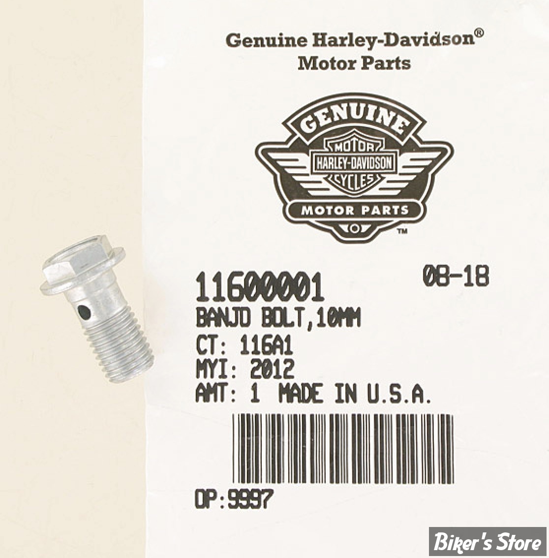 ECLATE L - PIECE N° 16A - BANJO 12MM / 1.25 X 3/4" - OEM 11600001  - BOLT BANJO - LA PIÈCE