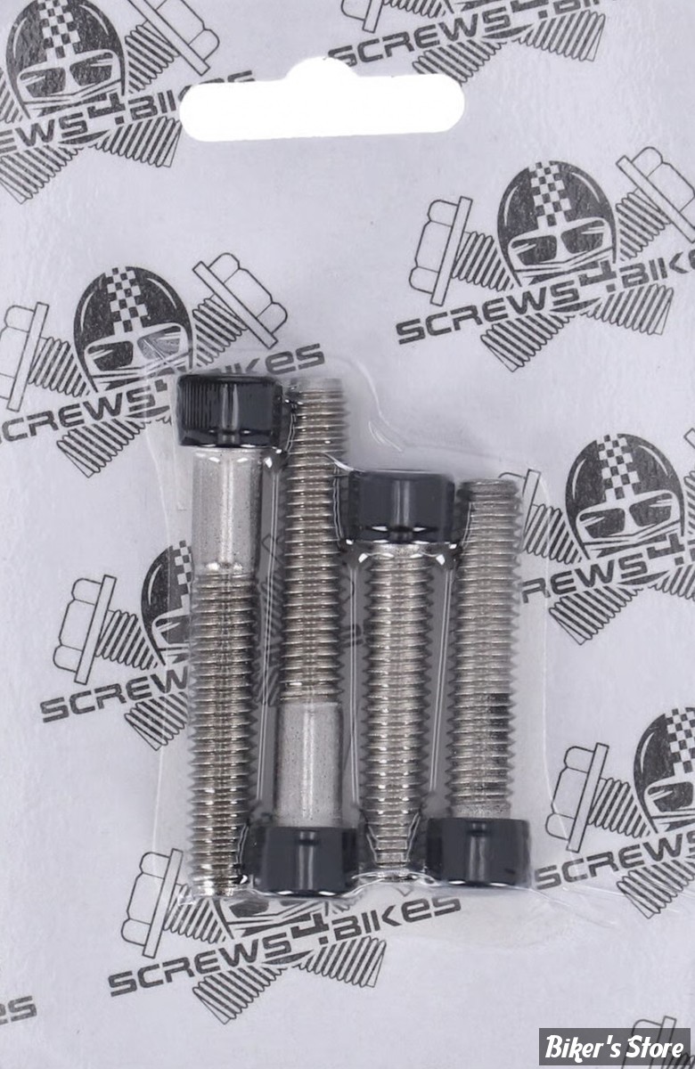 VISSERIE DE PLATINE DE RISERS - OEM 4326A / 4816A - 5/16-18 x 1 1/2" + 5/16-18 x 2" UNC - SCREWS4BIKES - NOIR BRILLANT - LK.HD.4.sw