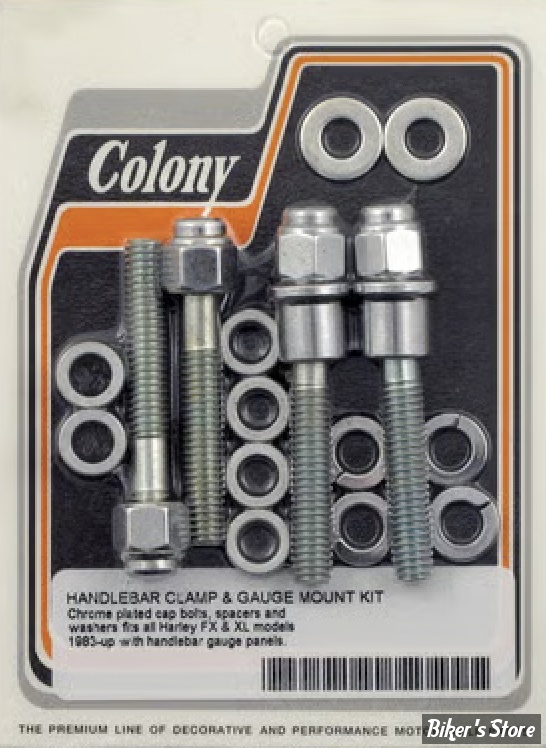 VISSERIE DE PLATINE DE RISERS - OEM 00000-00 - COLONY - Colony handlebar clamp & gauge mount kit - CAP STYLE - CHROME - 8725-18
