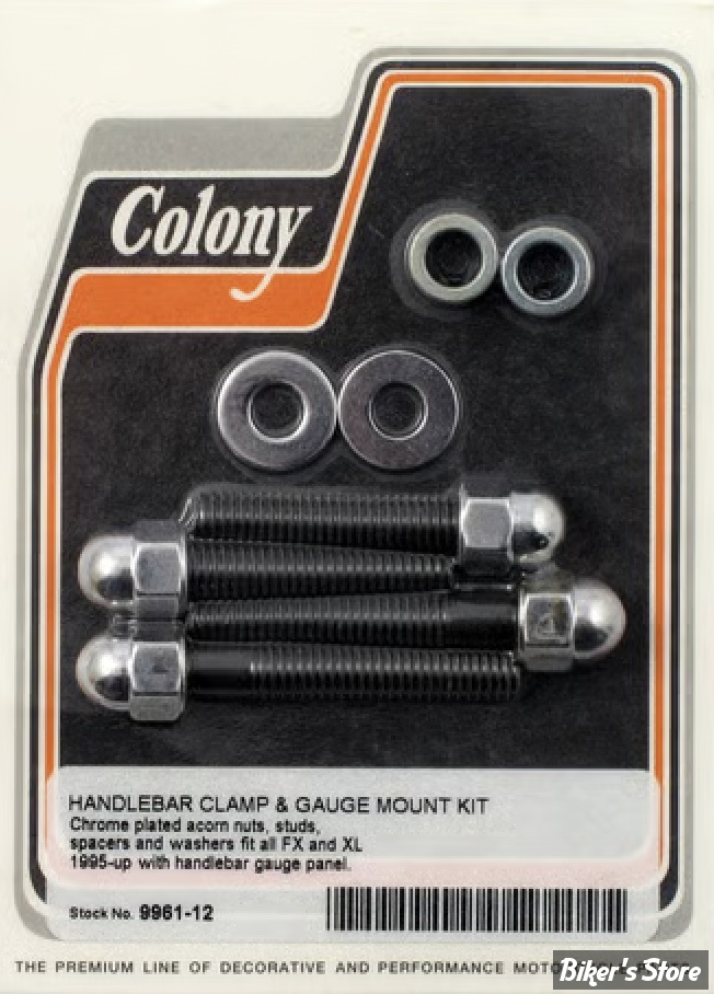 VISSERIE DE PLATINE DE RISERS - OEM 00000-00 - COLONY - Colony handlebar clamp & gauge mount kit - ACORN - CHROME - 9961-12