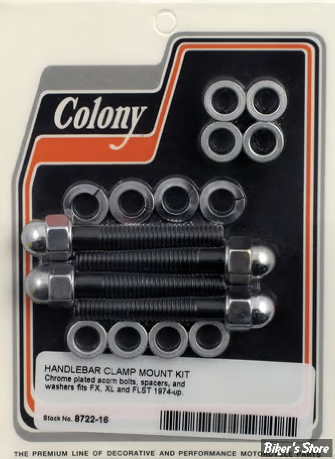 VISSERIE DE PLATINE DE RISERS - OEM 00000-00 - COLONY - Colony h/b top clamp mount kit  - ACORN - CHROME - 8722-16