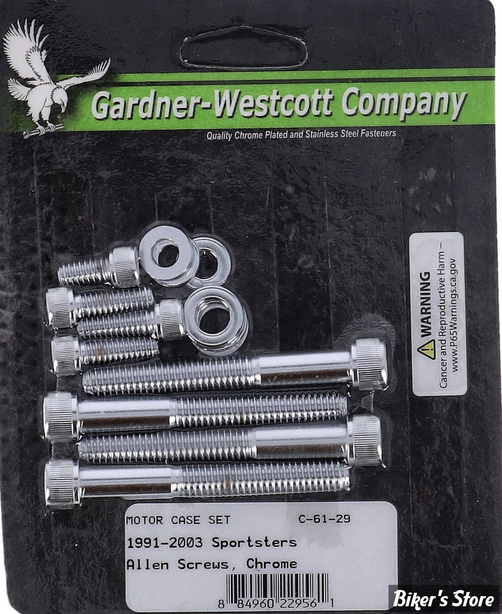 ECLATE J - PIECE N° 34 - VISSERIE CARTER MOTEUR - SPORTSTER 91/03 - OEM 3787 / 16235-52 / 876 - CHROME - ALLEN - GARDNER-WESTCOTT COMPANY - C-61-29