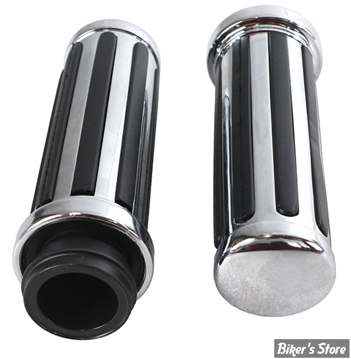 POIGNEES - V-TWIN TEDD CYCLE / WYATT GATLING - Rail Style Throttle By Wire Grip Set - CHROME