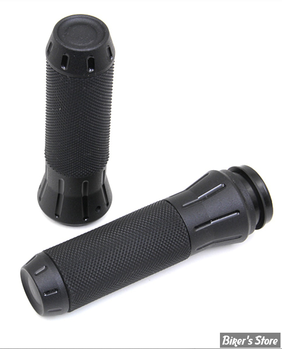 POIGNEES - V-TWIN TEDD CYCLE / WYATT GATLING - Shot Peened Throttle By Wire Grip Set - NOIR