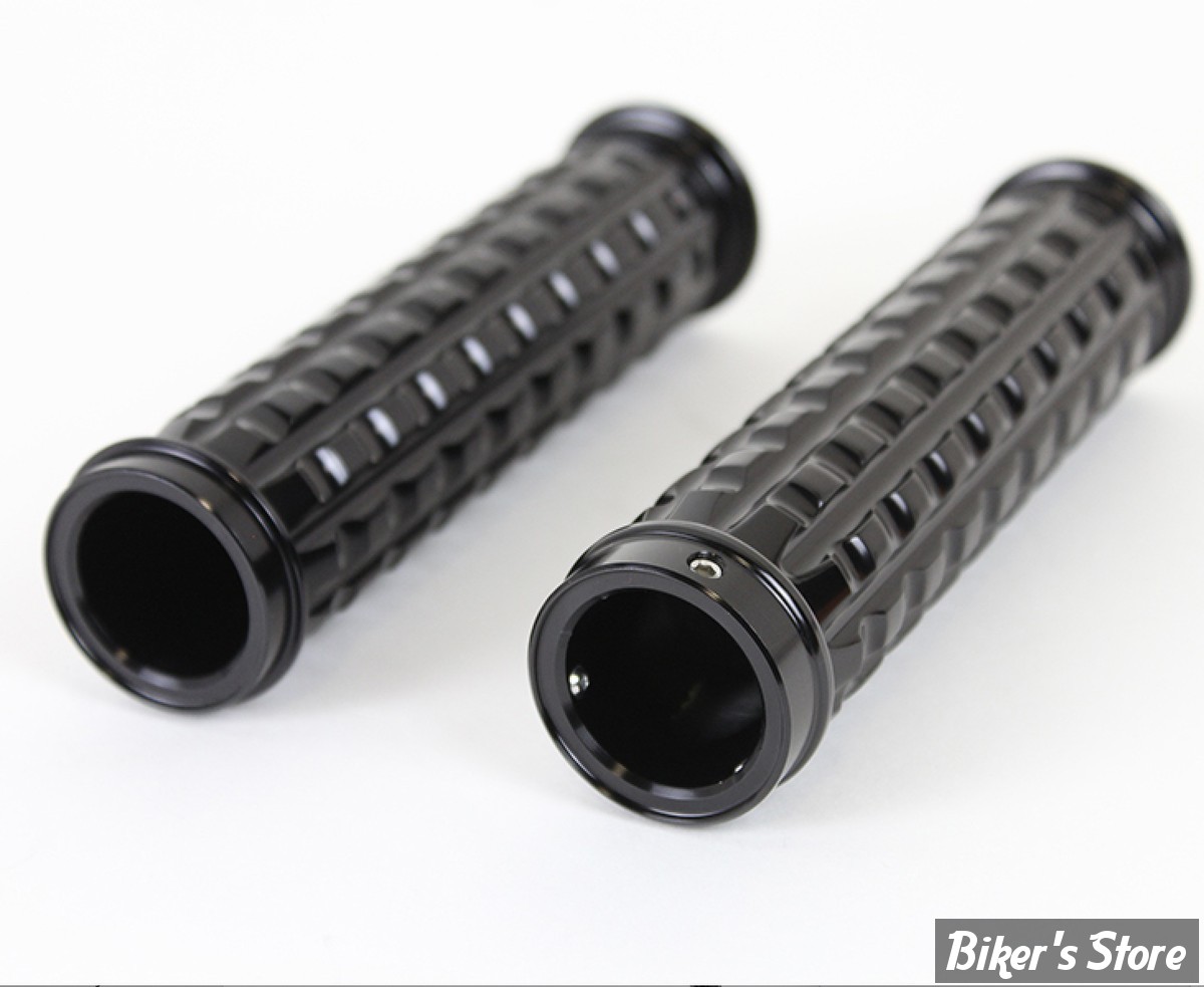 POIGNEES - V-TWIN TEDD CYCLE - Grained Style Handlebar Grip Set - NOIR