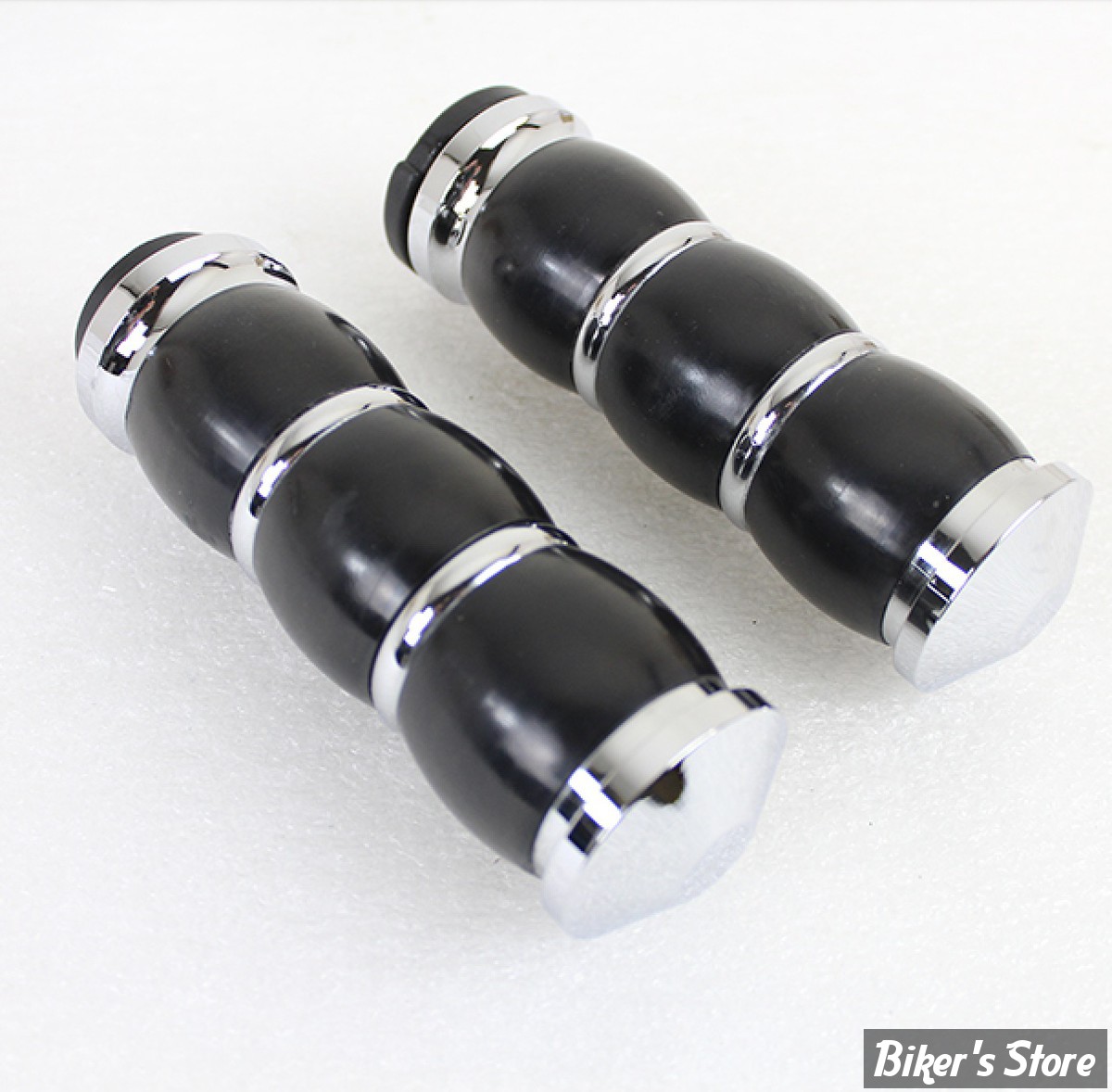 POIGNEES - V-TWIN TEDD CYCLE - Banded Style Throttle By Wire Grip Set - NOIR/ CHROME