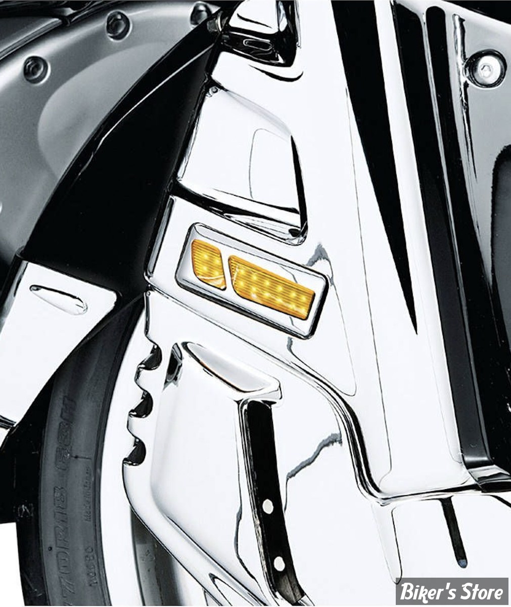 REFLECTEURS - KIT DE CONVERSION DE RÉFLECTEURS DE FOURCHE - LED - KURYAKYN - HONDA GOLDWING 1800 - L.E.D. Front Reflector Conversion Light Amber Chrome - KUR7455 / 7455