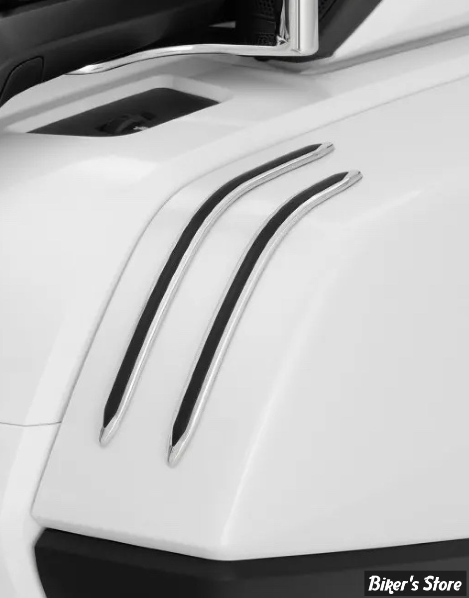 ENJOLIVEURS DE COUVERCLE DE SACOCHES - SHOW CHROME / BIG BIKE PARTS - HONDA GOLDWING 1800 - GT SADDLEBAG SCUFF STRIPS - CHROME / NOIR - 52-957