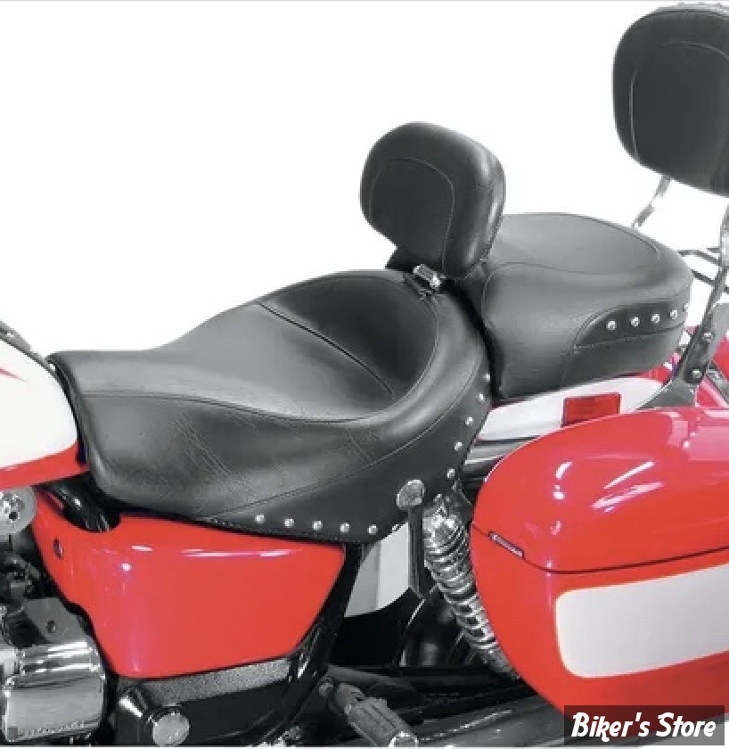 SELLE DUO - HONDA GL 1500 F6C 97/03 - MUSTANG - WIDE TOURING - AVEC DOSSERET CONDUCTEUR - CLOUS - 17" X 14" - 79140
