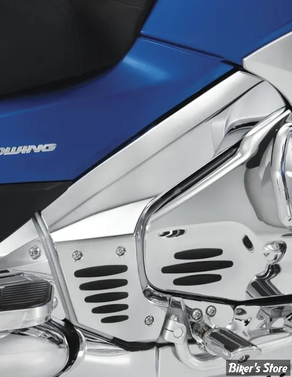 CACHES CADRE AVEC INSERTS EN CAOUTCHOUC - SHOW CHROME / BIG BIKE PARTS - HONDA GOLDWING GL1800 01/17 - FRAME COVER W/ RUBBER INSERTS CHROME - 52-724