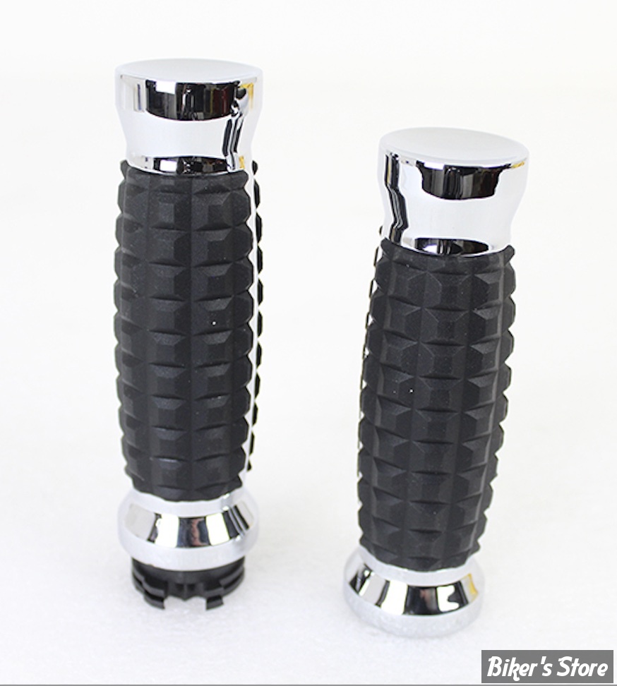 POIGNEES - V-TWIN TEDD CYCLE / WYATT GATLING - Alligator Style Throttle By Wire Grip Set - CHROME