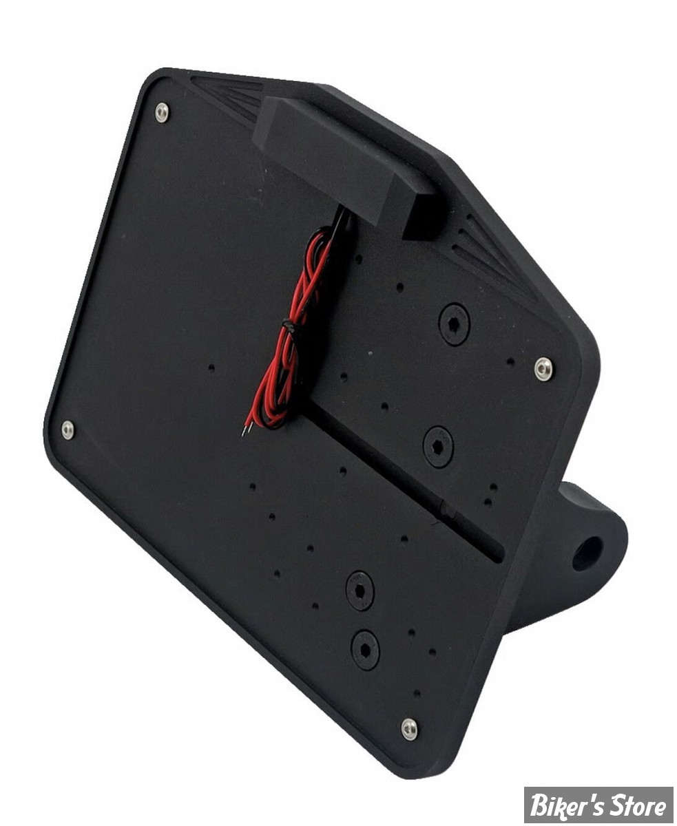 PLAQUE LATERALE - 143 X 210 - DYNA 1991/2017 - CPV - Dyna shock mount license plate bracket kit - AVEC FEU LARGELIGHT LED - NOIR - 0472B