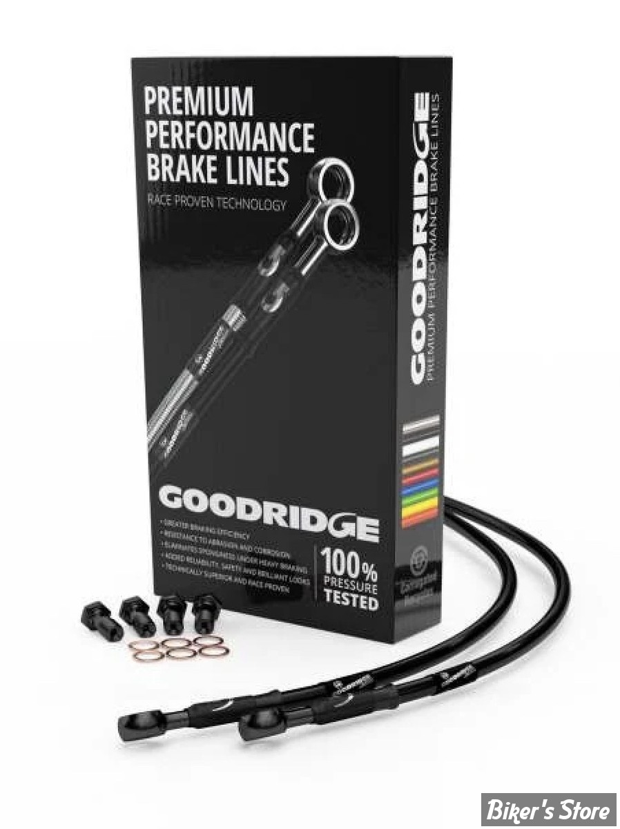 - DURITE DE FREIN AVANT - SOFTAIL FLSTF/B/B/N / FLS ABS - LONGUEUR : +000 - OEM 45829-11 / 42552-11 -  GOODRIDGE - NOIR - HD0116-2FB-BK