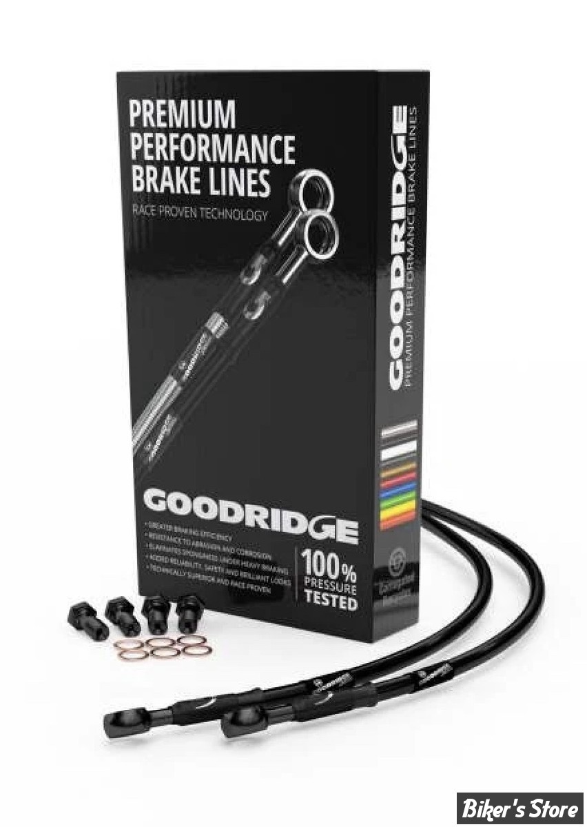 -  DURITE DE FREIN ARRIÈRE - SOFTAIL FLST 2007 / FXSTD 2007 - LONGUEUR : +000 - OEM 42283-07 - GOODRIDGE - NOIR - HD0086-2RB-BK